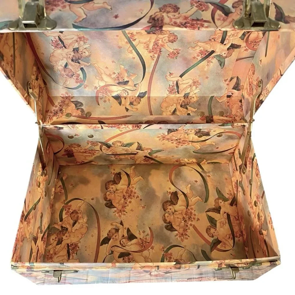 Vintage Angel Print Storage Box Treasure Chest Design Multipurpose Organizer